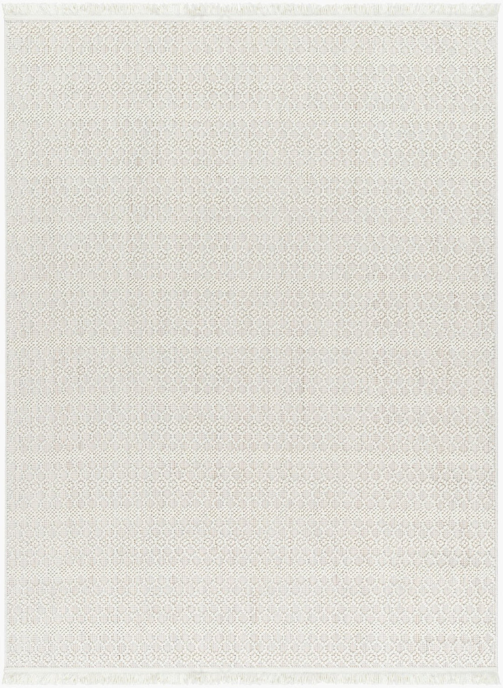Livabliss New Delhi Moroccan Geometric Fringe Area Rug Low Pile Polyester Bohemian Living Room Cream, Light Gr 8'11" x 12' NWH2308-81112