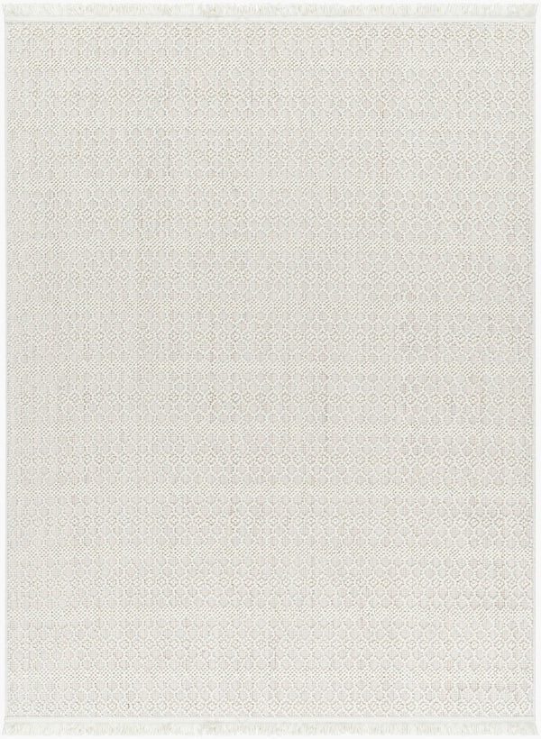 Livabliss New Delhi Moroccan Geometric Fringe Area Rug Low Pile Polyester Bohemian Living Room Cream, Light Gr 8'11" x 12' NWH2308-81112
