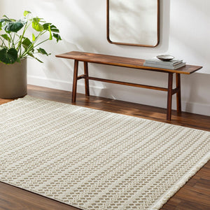 Livabliss New Delhi Moroccan Geometric Fringe Area Rug Low Pile Polyester Bohemian Living Room Cream, Light Gr 8'11" x 12' NWH2308-81112