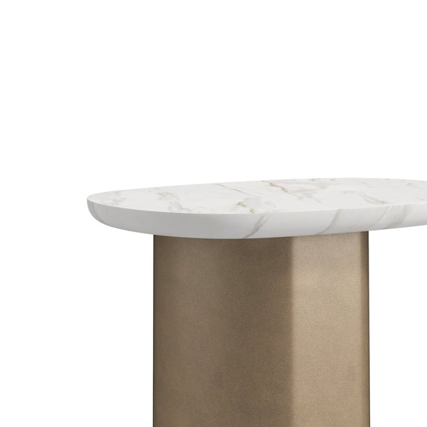 A.R.T. Furniture Verge Sculptural Chairside Table with Polished Marble Top & Artistic Metal Base for Modern Spaces 337308-1043