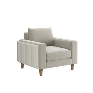 A.R.T. Furniture Barret Lounge Chair - Modern Velvet Elegance With Channeled Detailing & Luxe Sand Color For Style Beige Inside, Velvet Sand Colored Polyester Fabric,Outback In Faux,Leather Parchement Colored Material 735503-5911