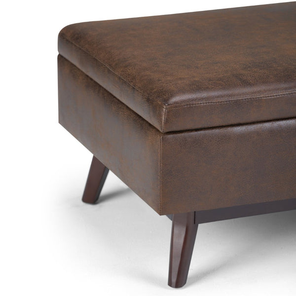 English Elm Owen - Versatile Coffee Table Storage Ottoman In Distressed Chestnut Brown For Family-Friendly Spaces B136P159188-GIGA