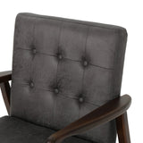 Christopher Knight Home® - Noble House - Marcola Mid Century Modern Microfiber Club Chair with Wood Frame, Slate and Dark Espresso