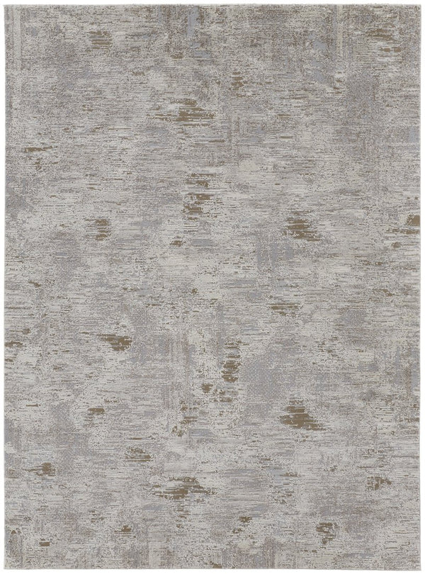 Feizy Rugs Vancouver Abstract Distressed Area Rug - Durable Polypropylene Blend For Contemporary Living Spaces Ivory,Gray,Tan Polypropylene,Polyester Vnr39fhfivygryf00