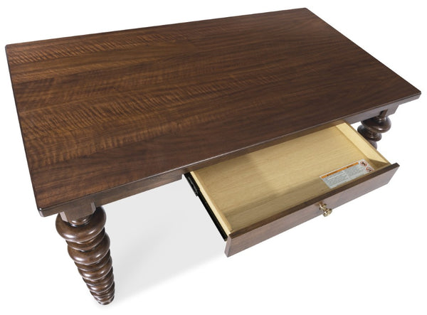 Hooker Furniture Archives Counter-Height Gathering Table With Walnut & Oak Veneers, Solid Wood Edge, Drawer Storage 6123-75206-89