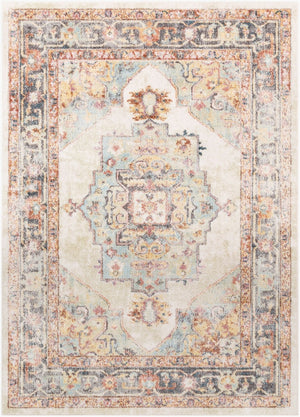 Livabliss New Mexico Traditional Polypropylene Area Rug for Entryways Hallways and Compact Spaces Light Blue, Lig 2' x 2'11" NWM2300-23