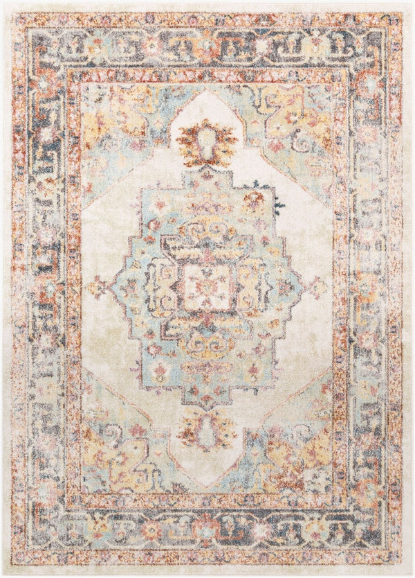 Livabliss New Mexico Traditional Polypropylene Area Rug for Entryways Hallways and Compact Spaces Light Blue, Lig 2' x 2'11" NWM2300-23