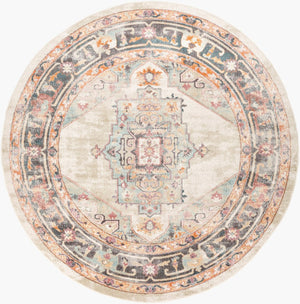 Livabliss New Mexico Traditional Polypropylene Area Rug for Entryways Hallways and Compact Spaces Light Blue, Lig 7'10" x 7'10" NWM2300-710RD