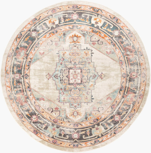 Livabliss New Mexico Traditional Polypropylene Area Rug for Entryways Hallways and Compact Spaces Light Blue, Lig 7'10" x 7'10" NWM2300-710RD