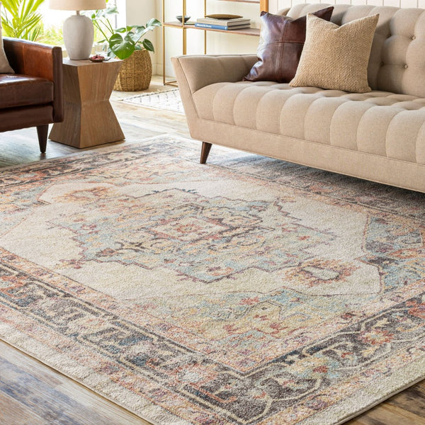 Livabliss New Mexico Traditional Polypropylene Area Rug for Entryways Hallways and Compact Spaces Light Blue, Lig 2' x 2'11" NWM2300-23