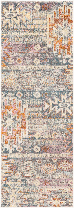 Livabliss New Mexico Southwestern Geometric Polypropylene Accent Rug for Entryways and Hallways Blue, Light Blu 2'7" x 7'3" NWM2310-2773