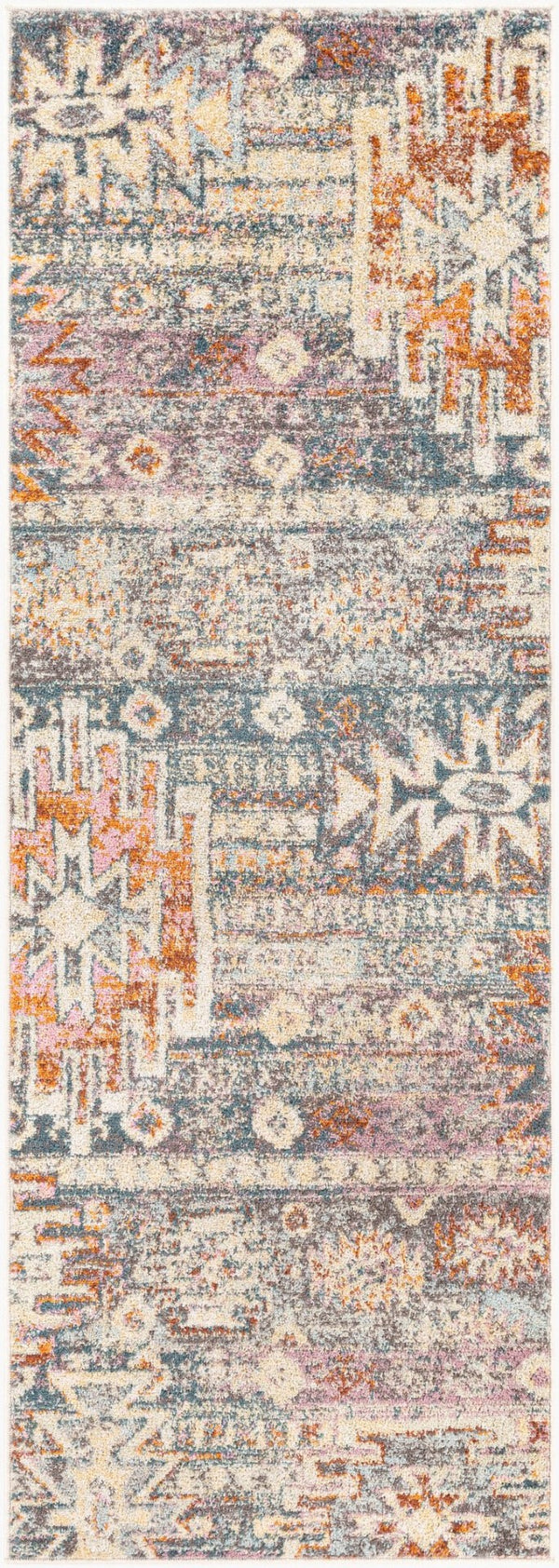 Livabliss New Mexico Southwestern Geometric Polypropylene Accent Rug for Entryways and Hallways Blue, Light Blu 2'7" x 7'3" NWM2310-2773