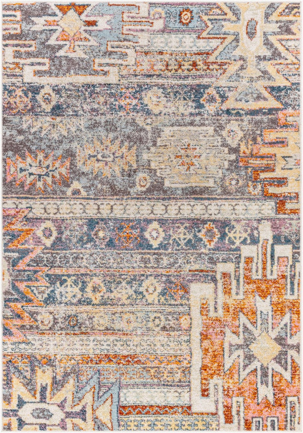 Livabliss New Mexico Southwestern Geometric Polypropylene Accent Rug for Entryways and Hallways Blue, Light Blu 5'3" x 7'3" NWM2310-5373