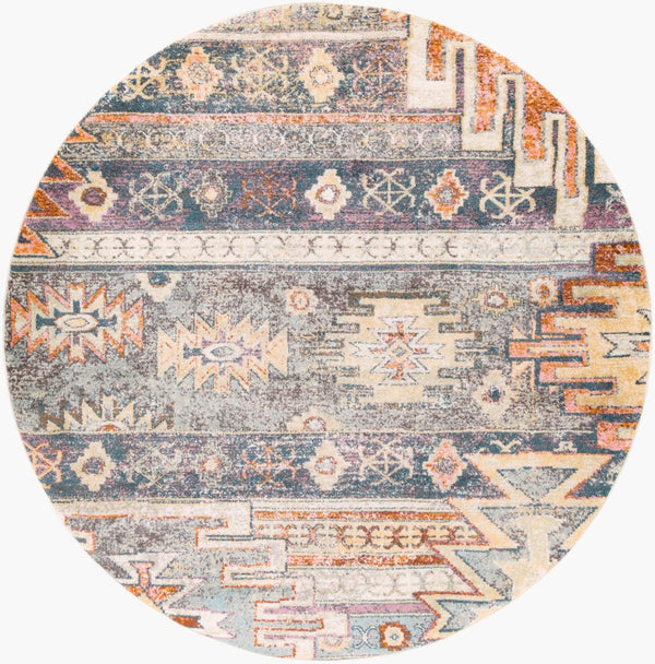 Livabliss New Mexico Southwestern Geometric Polypropylene Accent Rug for Entryways and Hallways Blue, Light Blu 5'3" x 5'3" NWM2310-53RD