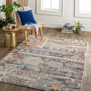Livabliss New Mexico Southwestern Geometric Polypropylene Accent Rug for Entryways and Hallways Blue, Light Blu 5'3" x 7'3" NWM2310-5373