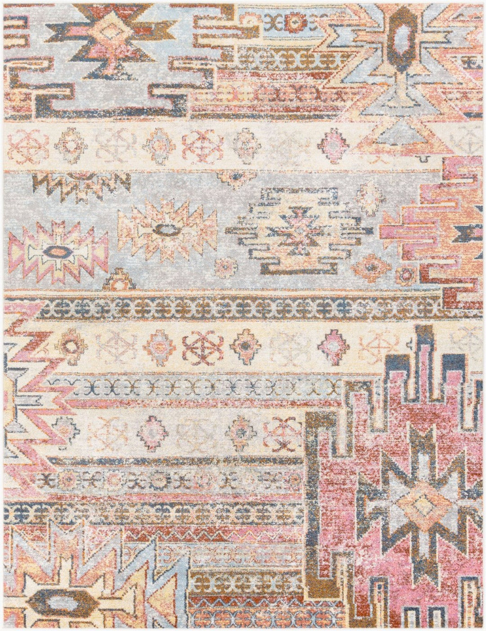 Livabliss New Mexico Rustic Runner Rug Polypropylene Farmhouse Hallway Medium Pile Entryway Light Slate, Ru 7'10" x 10'2" NWM2311-710103