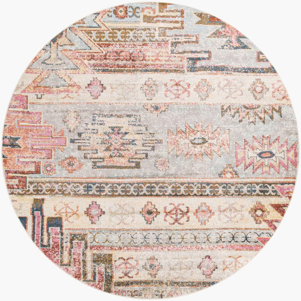 Livabliss New Mexico Rustic Runner Rug Polypropylene Farmhouse Hallway Medium Pile Entryway Light Slate, Ru 7'10" x 7'10" NWM2311-710RD