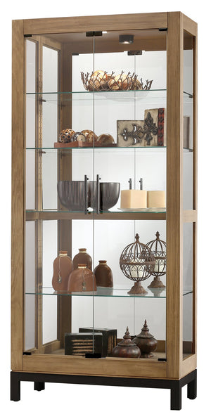 Hekman Furniture 680598 Quinn Curio Cabinet - Adjustable Glass Shelves, Interior Lighting, Aged Natural Finish Elegance Aged Natural Quinn Curio Cabinet 680598