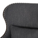 Christopher Knight Home® - Noble House - Mantua Contemporary Fabric Upholstered Accent Chair with Nailhead Trim, Charcoal and Dark Brown