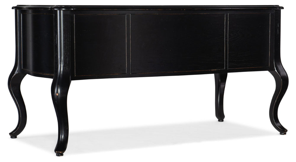 Hooker Furniture Bristowe Executive Desk With Pecan Veneers, Tuxedo Black Finish, Cabriolè Legs & Hidden Storage 5971-10458-99