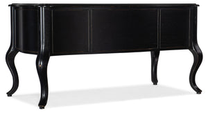 Hooker Furniture Bristowe Executive Desk With Pecan Veneers, Tuxedo Black Finish, Cabriolè Legs & Hidden Storage 5971-10458-99
