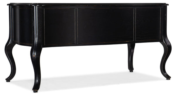 Hooker Furniture Bristowe Executive Desk With Pecan Veneers, Tuxedo Black Finish, Cabriolè Legs & Hidden Storage 5971-10458-99