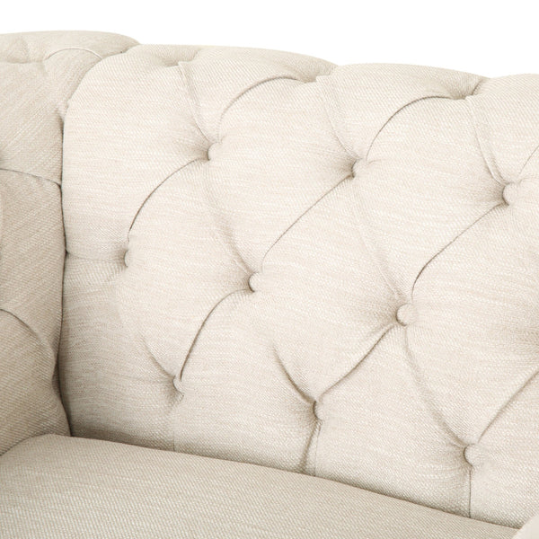 English Elm Christopher Knight Home® - CLUB Chair with Chesterfield-Inspired Button Tufting, Scrolled Arms & Nailhead Trim for Living Room Beige 40.5 L x 34.5 W x 25.75 H 72759.00BGE