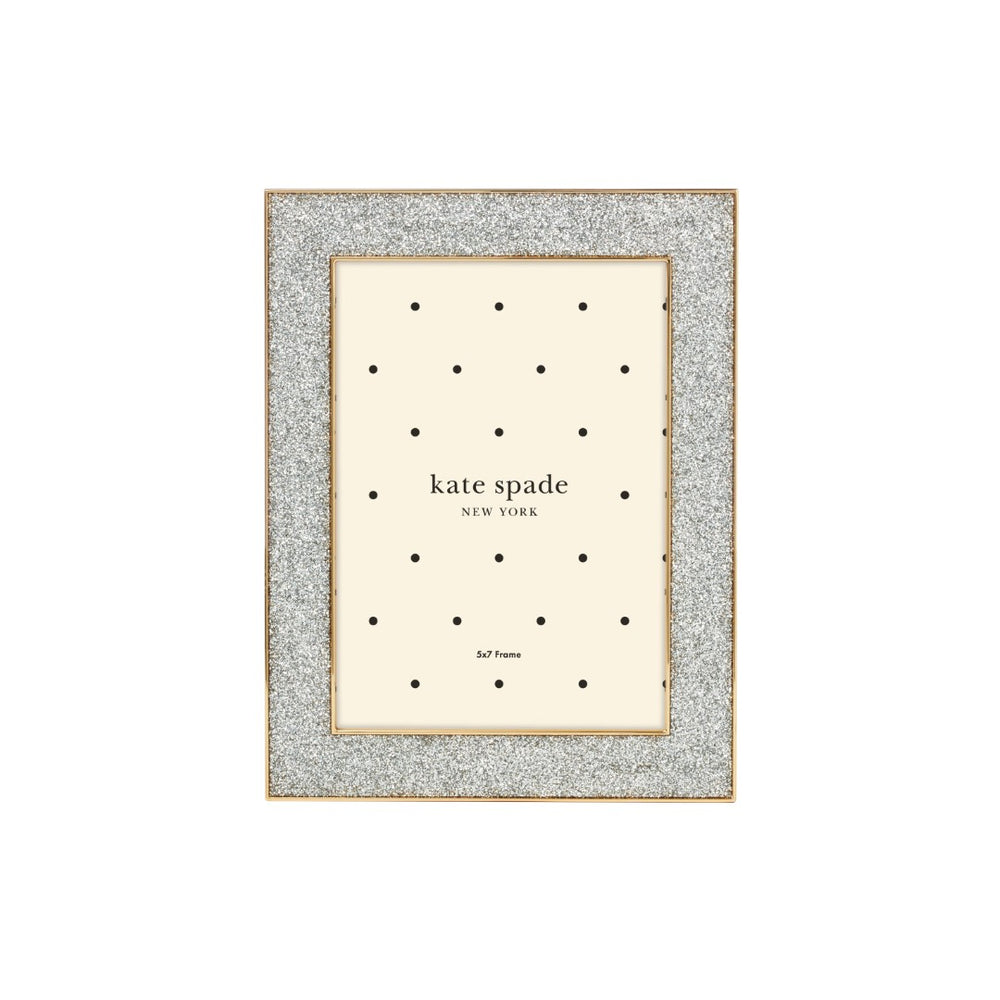 Lenox Kate Spade Sitting Pretty 5x7 Silver Glitter Frame GOLD PLTD METAL 897450