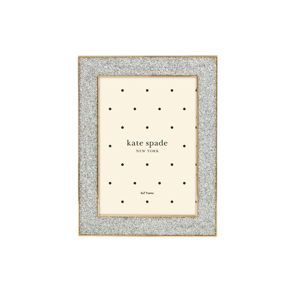 Lenox Kate Spade Sitting Pretty 5x7 Silver Glitter Frame GOLD PLTD METAL 897450