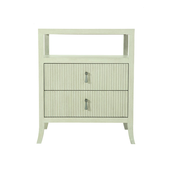 Bernhardt Bernhardt East Hampton Nightstand With Cerused Linen Finish, Aged Silver Pulls & Versatile Storage 395229