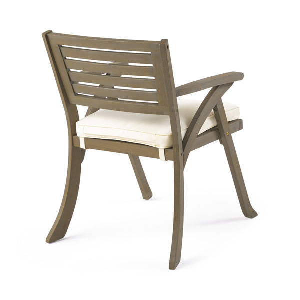 English Elm Helen Outdoor Acacia Hardwood Dining Chairs Curved Slat Back Patio Set of Two 54555.00GRY