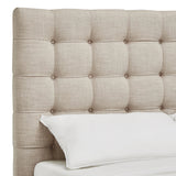 Homelegance By Top-Line Matson Button Tufted Linen Upholstered Headboard Beige Linen