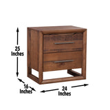 Steve Silver Lofton 2-Drawer Brown Nightstand, Solid Pine, Kiln-Dried Wood, Smooth Metal Glides - Mocha Finish