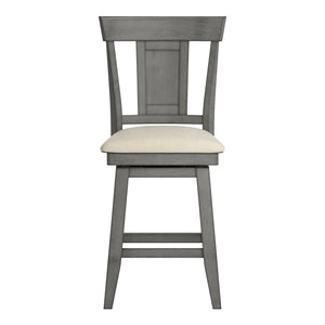 Homelegance By Top-Line Juliette Panel Back Counter Height Wood Swivel Chair Grey Rubberwood