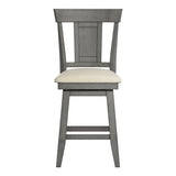 Homelegance By Top-Line Juliette Panel Back Counter Height Wood Swivel Chair Grey Rubberwood