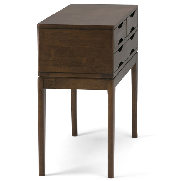 English Elm Harper Hallway Console Table - Mid-Century Style With Walnut Finish, 4 Spacious Drawers For Storage B136P158163