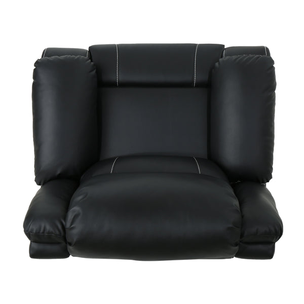 English Elm Christopher Knight Home® - 39" Wide Faux Leather Manual Swivel Recliner with 360° Rotation, Multi-Angle Comfort and Durable PU Finish Black 62814.00BLK