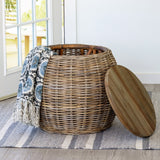 Park Hill Rattan Side Table with Wood Top EFT16008