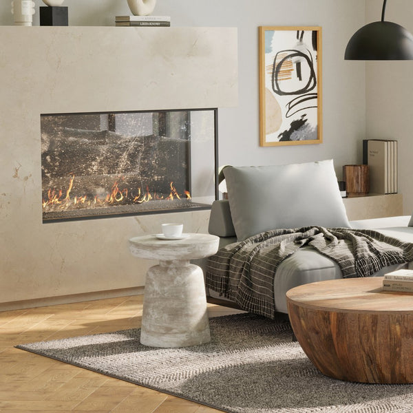 English Elm Robbie Sculptural Accent Table in Walnut Brown Solid Mango Hardwood, Hand-Finished, Rustic Contemporary Appeal White B136P158443