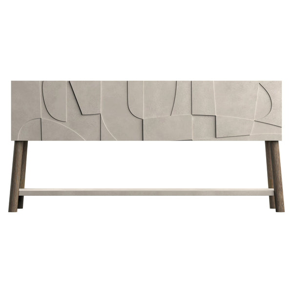 Bernhardt Bernhardt Casa Paros Sideboard With Sculptural Faux-Concrete Doors, Warm Wood Finish, Soft-Close Storage (69.63"W) 317131