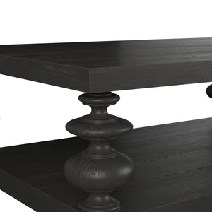 Atrium Rectangular Coffee Table - Bold Neoclassical Design with Hand-Glazed Blackened Sable Finish