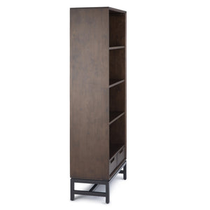 English Elm Banting Mid-Century Modern Bookcase – Walnut Brown With Metal Frame, Adjustable Shelves & Drawers B136P158465