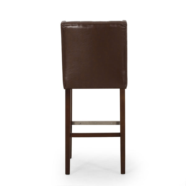 English Elm Christopher Knight Home® - BARSTOOL sleek PU upholstered counter stool with sturdy frame, ergonomic seat and modern minimalist design Dark Brown 70678.00PUDBRN