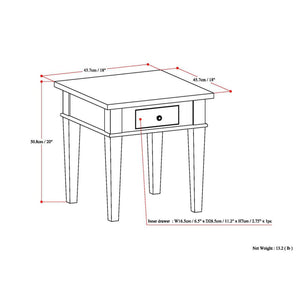 English Elm Carlton End Table – Handcrafted Dark Tobacco Brown With Drawer, Tapered Legs & Versatile Design B136P158133
