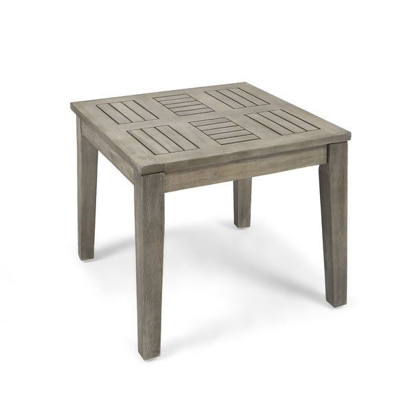 English Elm Christopher Knight Home® - Hampton Acacia Wood Side Table for Outdoor Use, Low-Profile 20" Square Top, Durable 300lb Capacity Grey 61350.00LGRY
