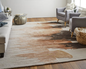 Feizy Rugs Anya Modern Watercolor-inspired Hand-tufted Wool And Viscose Rug For Contemporary Spaces Red,Brown,Orange Wool,Viscose Any8883frstbrnh00