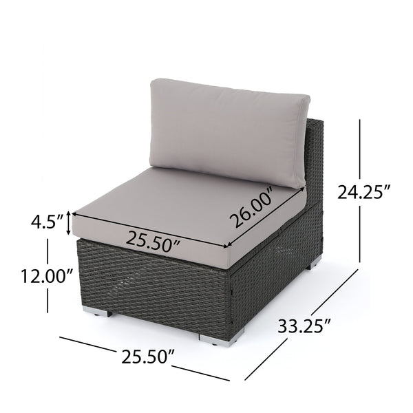 English Elm Christopher Knight Home® - SANTA Rosa Armless Outdoor Chair with Aluminum Frame, Water-Resistant Cushion, Wicker Design, 33"D x 25"W Grey+Silver 57466.00ALUGRY