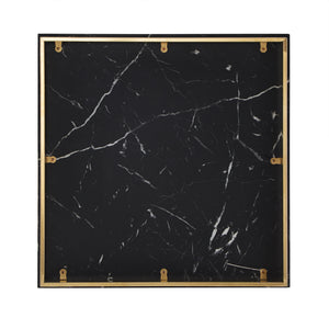 Homelegance By Top-Line Blaise Faux Marble Coffee Table with Casters Black Marble