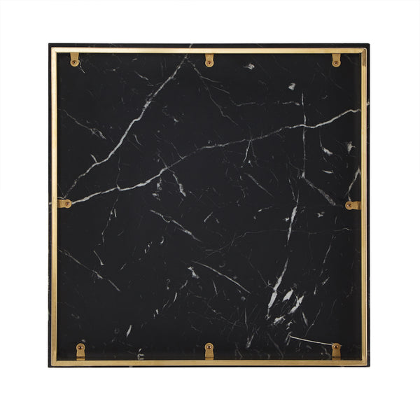 Homelegance By Top-Line Blaise Faux Marble Coffee Table with Casters Black Marble