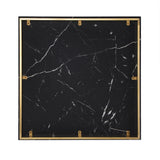 Homelegance By Top-Line Blaise Faux Marble Coffee Table with Casters Black Marble